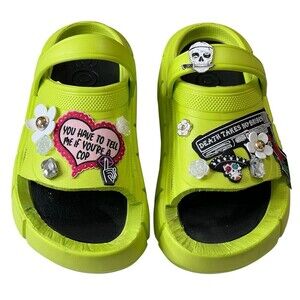 Conno 6 Electric Lime Platform Goth Embellished Clogs Mules Sz 9-10 US 40-41 EU